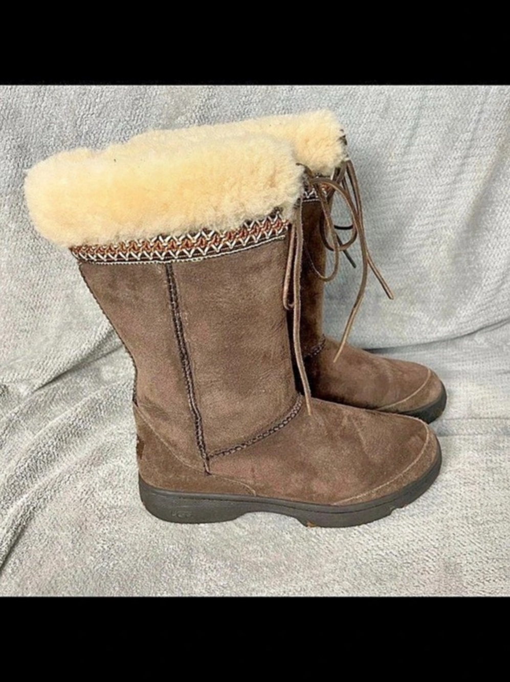 UGG Australia Brown Suede Winter Boots w/ Sheepskin Lining 5273 SZ 8